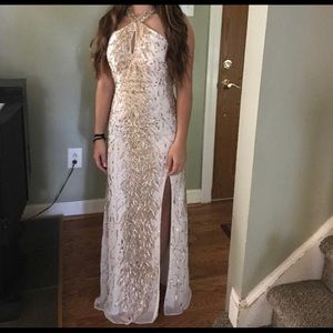 White and gold sequin prom dress!